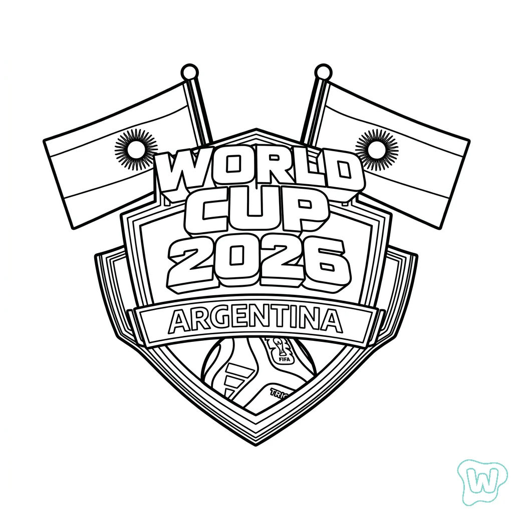 Selección de Argentina Mundial 2026 páginas para colorear para adultos fáciles