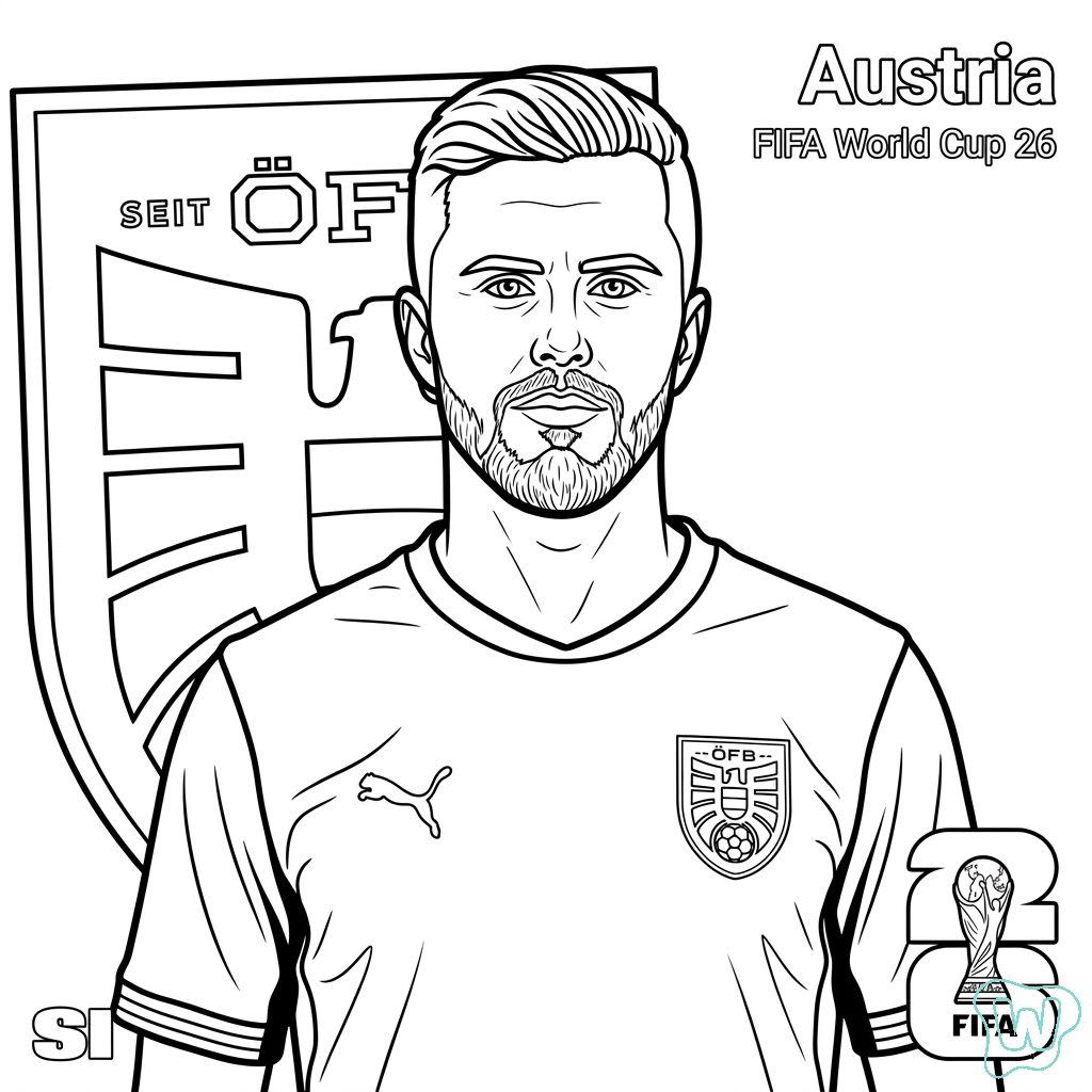 Selección de Austria Mundial 2026 páginas para colorear imprimibles
