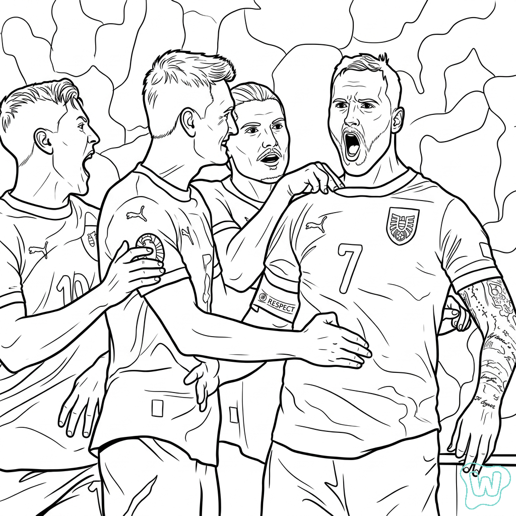 páginas para colorear Selección de Austria Mundial 2026 imprimibles gratis