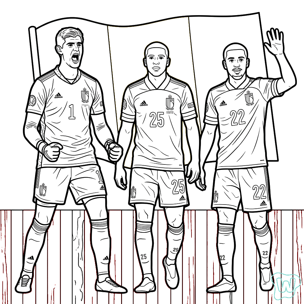 Selección de Bélgica Mundial 2026 páginas para colorear fáciles