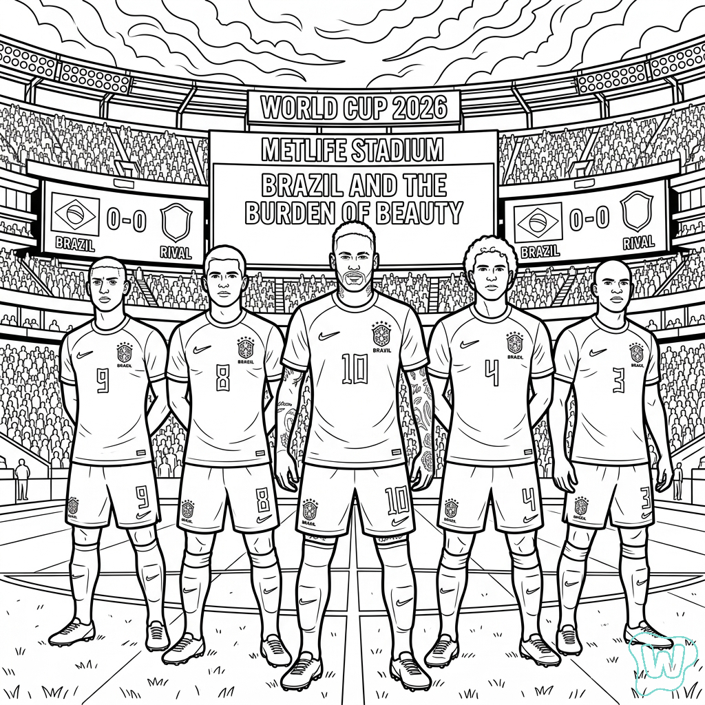 Selección de Brasil Mundial 2026 adornos para colorear