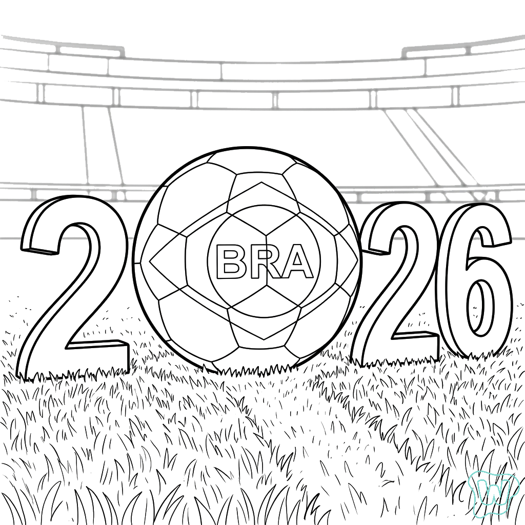 páginas para colorear de preescolar Selección de Brasil Mundial 2026 1