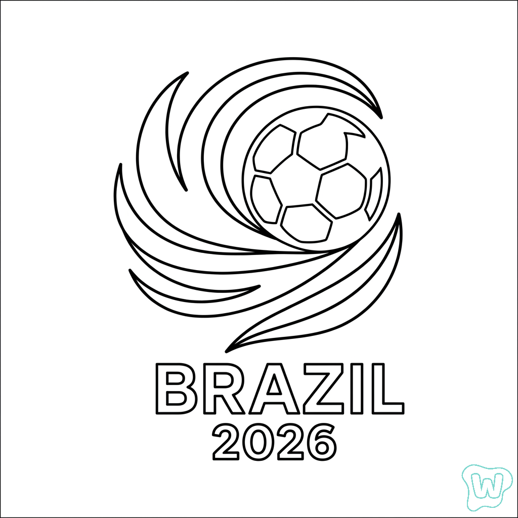 Selección de Brasil Mundial 2026 para colorear y Imprimir PDF gratis