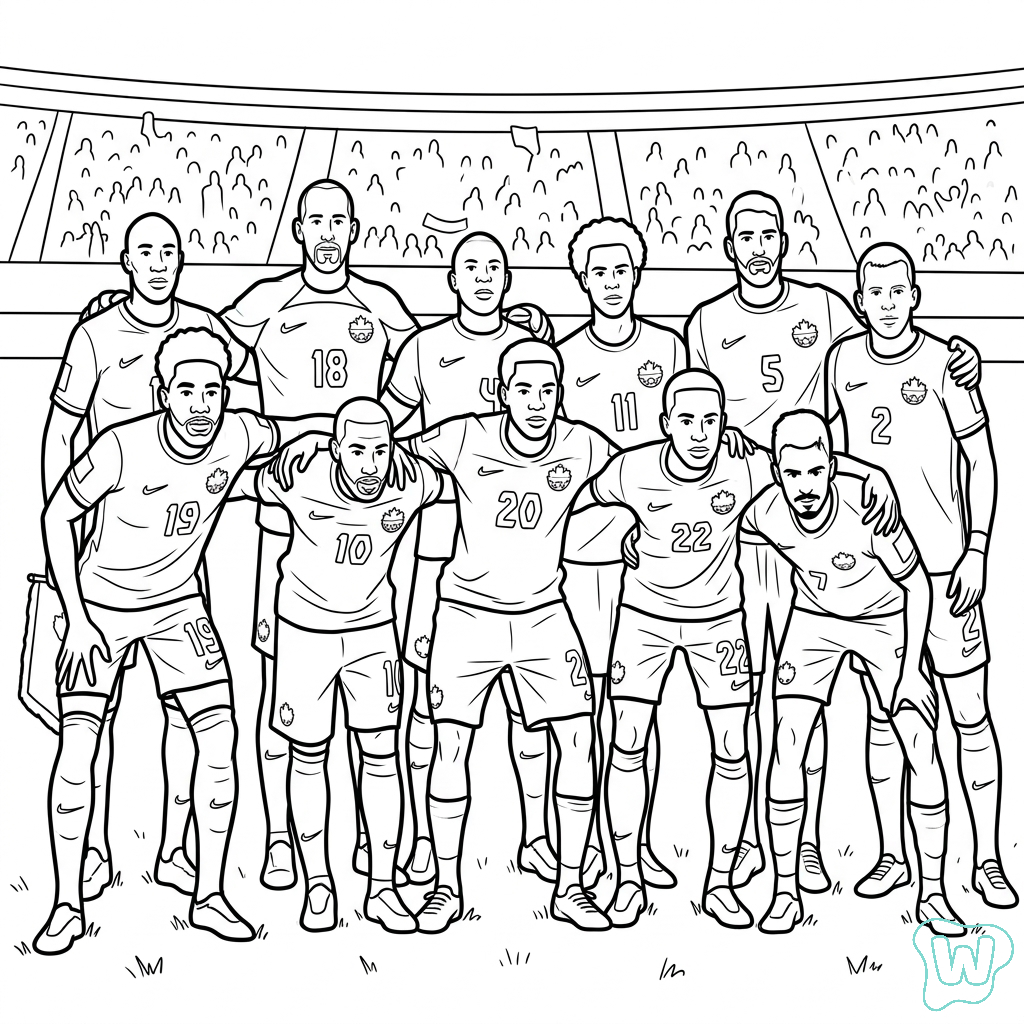 Selección de Canadá Mundial 2026 páginas para colorear para imprimir gratis