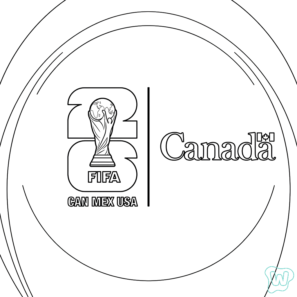 niños Selección de Canadá Mundial 2026 páginas para colorear 1