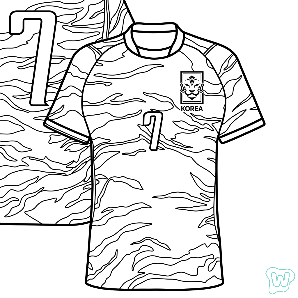 Selección de Corea del Sur Mundial 2026 dibujos para colorear 1