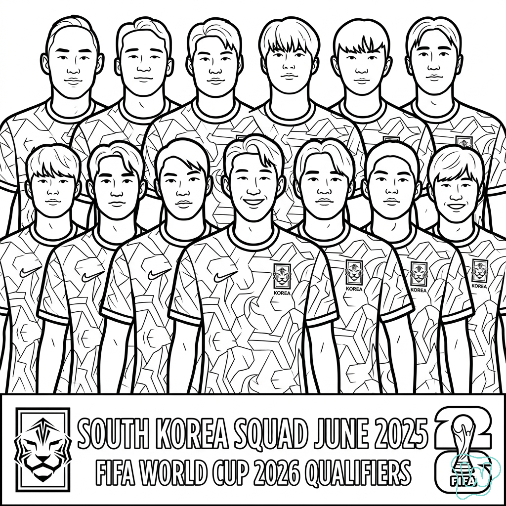 lindas páginas para colorear Selección de Corea del Sur Mundial 2026