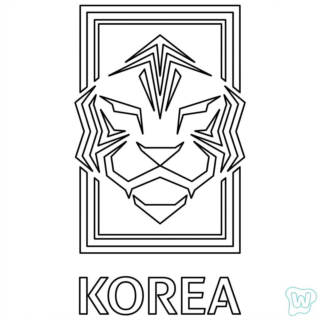 páginas para colorear gratis Selección de Corea del Sur Mundial 2026 para niños