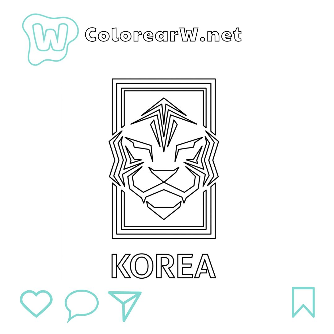 Selección de Corea del Sur Mundial 2026 para colorear (PDF para imprimir gratis) thumbnail