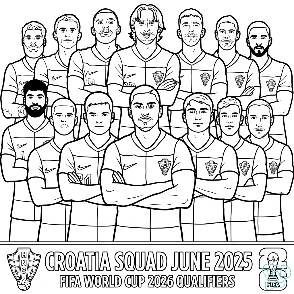 Selección de Croacia Mundial 2026 páginas para colorear para adultos