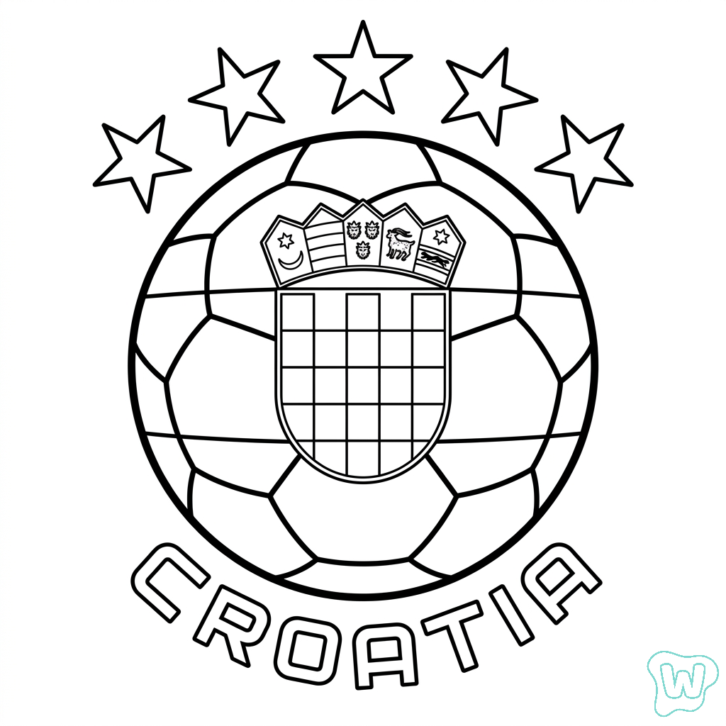 páginas para colorear gratis Selección de Croacia Mundial 2026 para niños