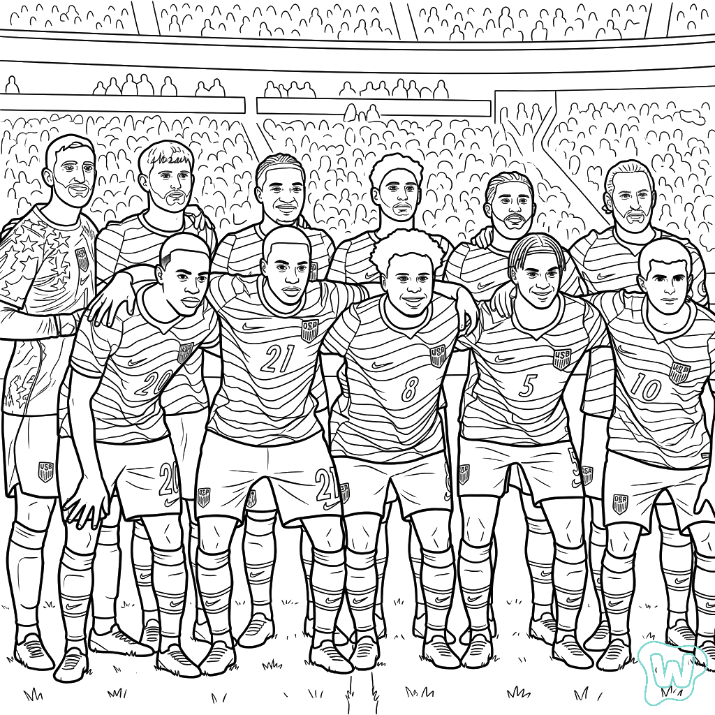 Selección de Estados Unidos Mundial 2026 páginas para colorear para imprimir gratis