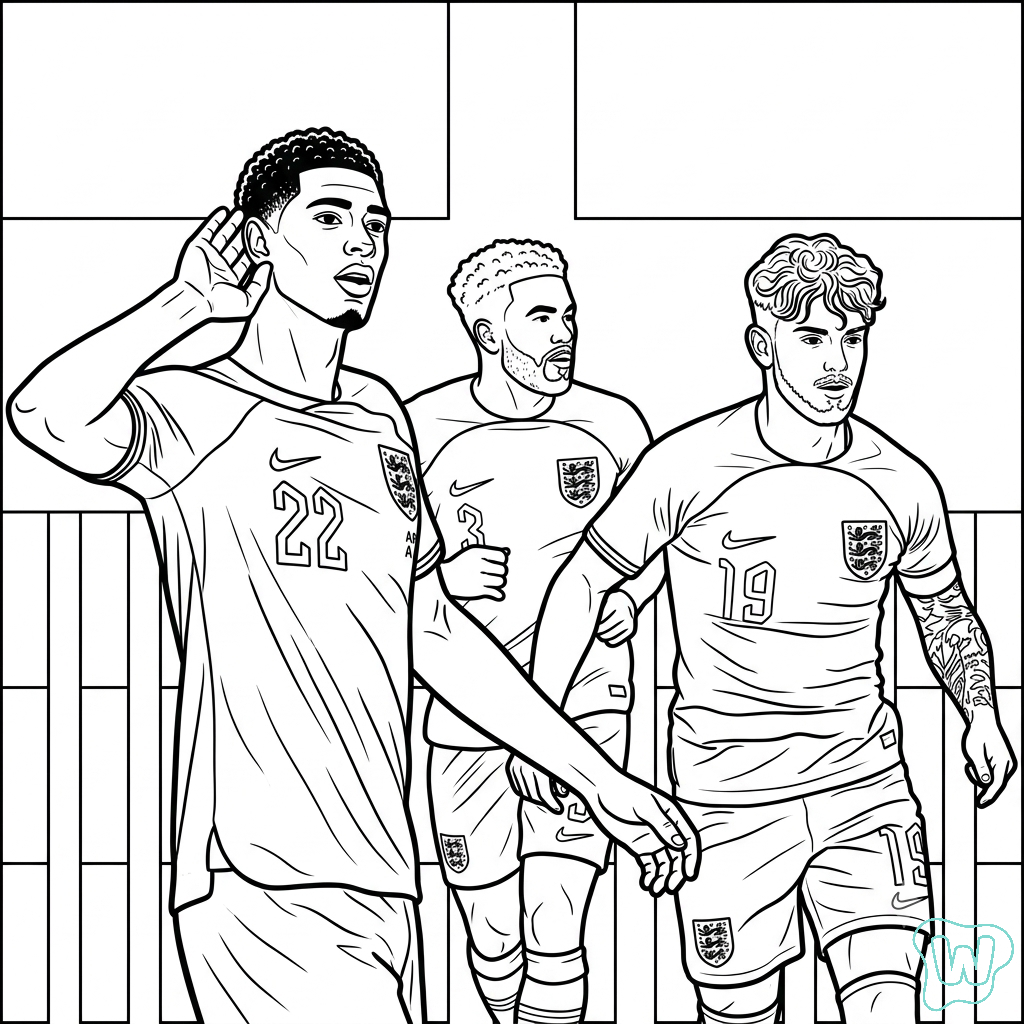 Selección de Inglaterra Mundial 2026 páginas para colorear imprimibles