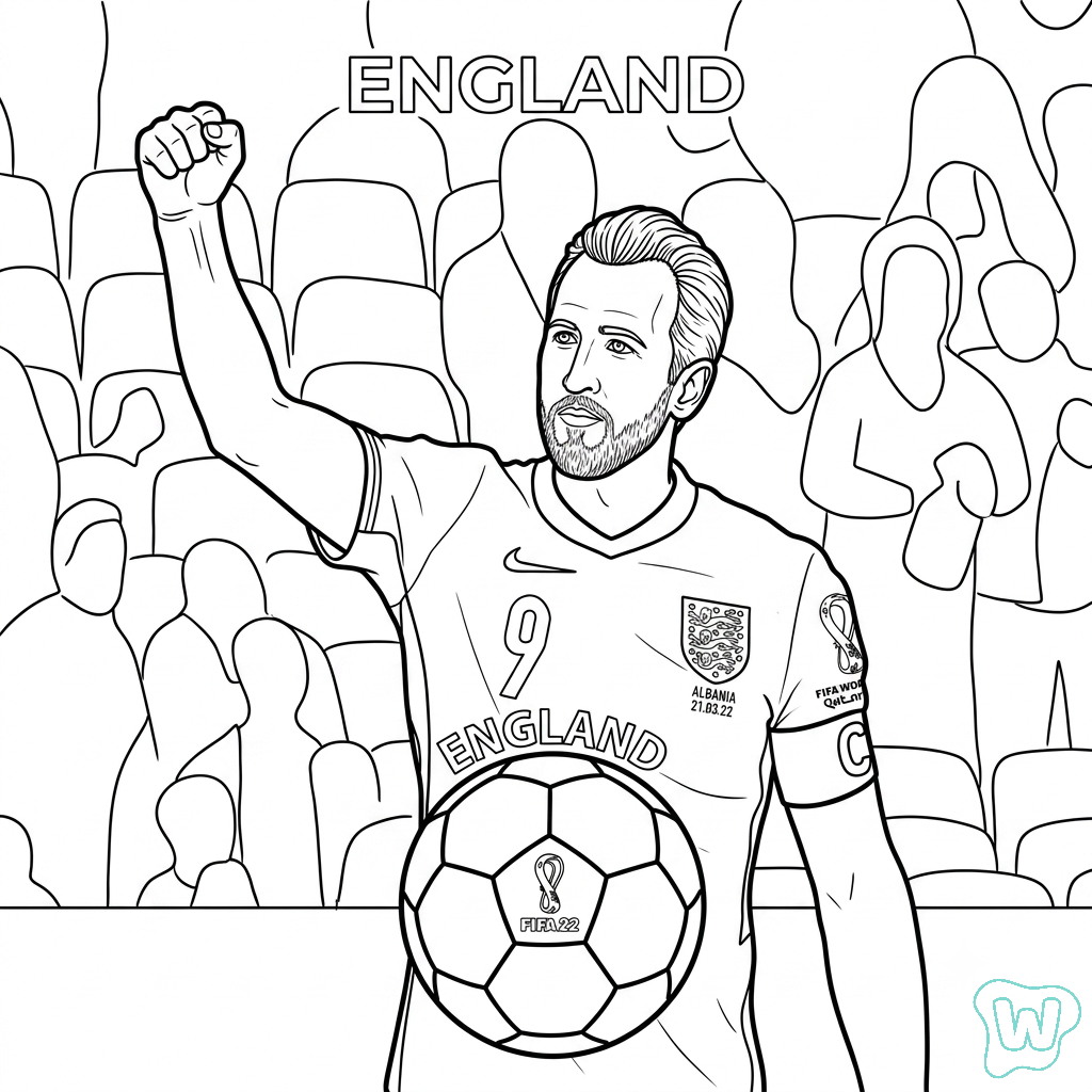 páginas para colorear Selección de Inglaterra Mundial 2026 imprimibles gratis