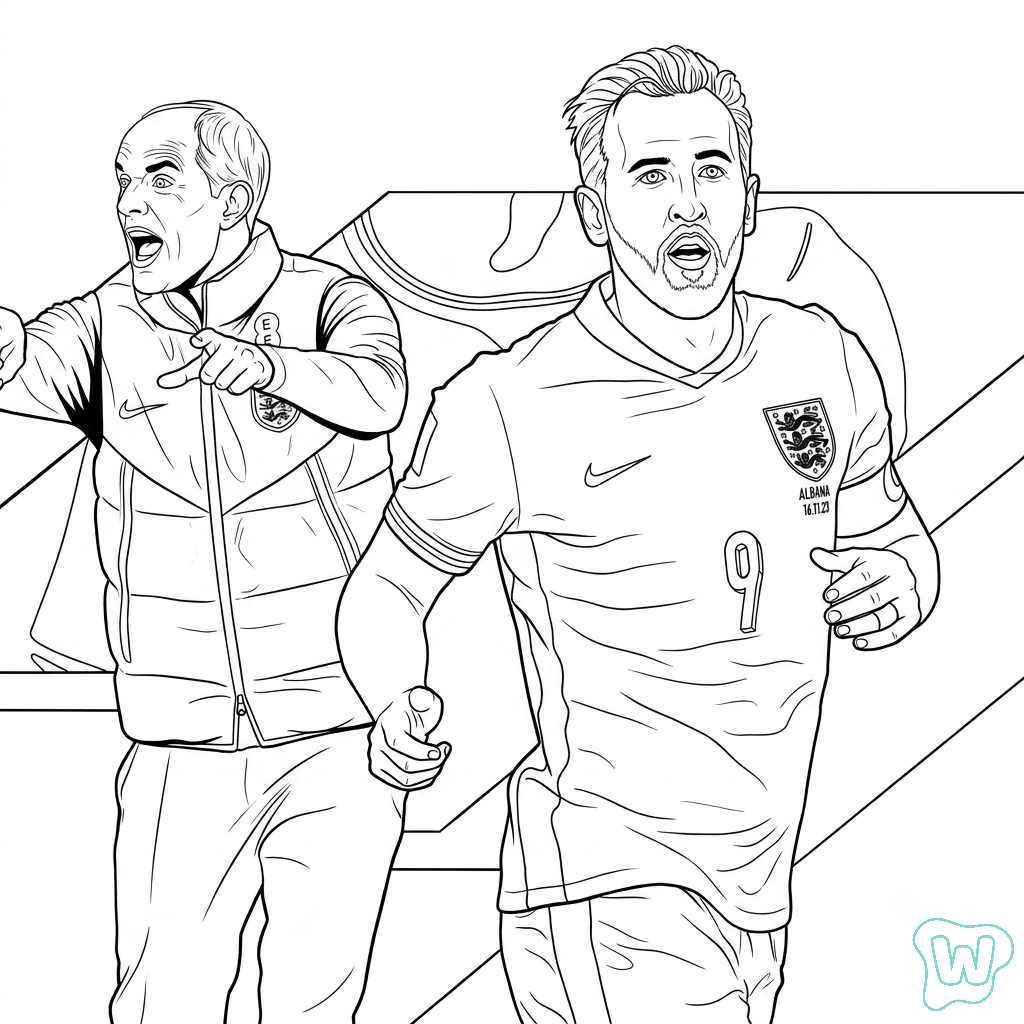 páginas para colorear detalladas de Selección de Inglaterra Mundial 2026