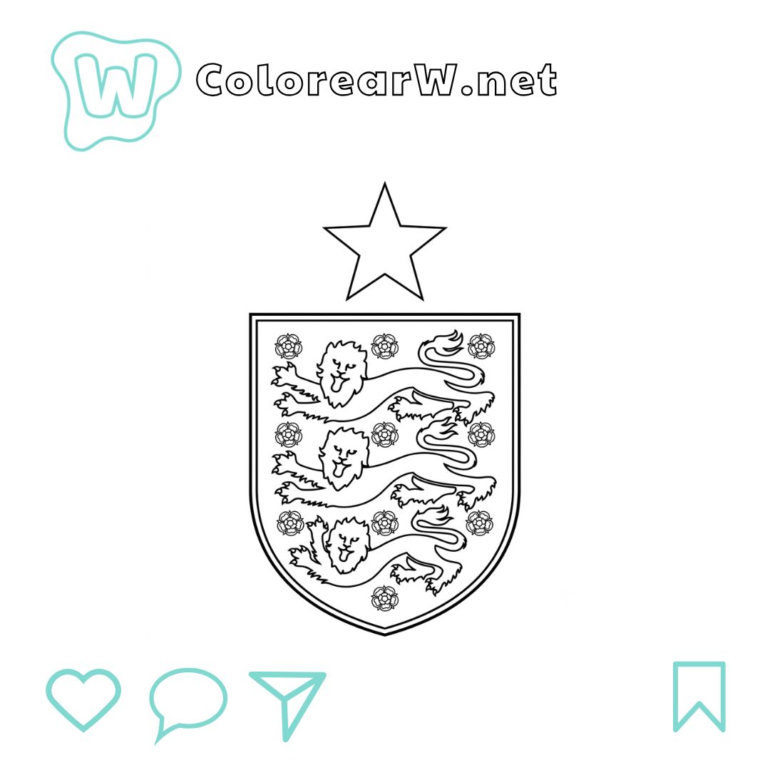 Selección de Inglaterra Mundial 2026 para colorear (PDF para imprimir gratis) thumbnail
