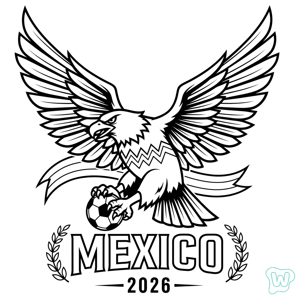 páginas para colorear lindas y fáciles de Selección de México Mundial 2026