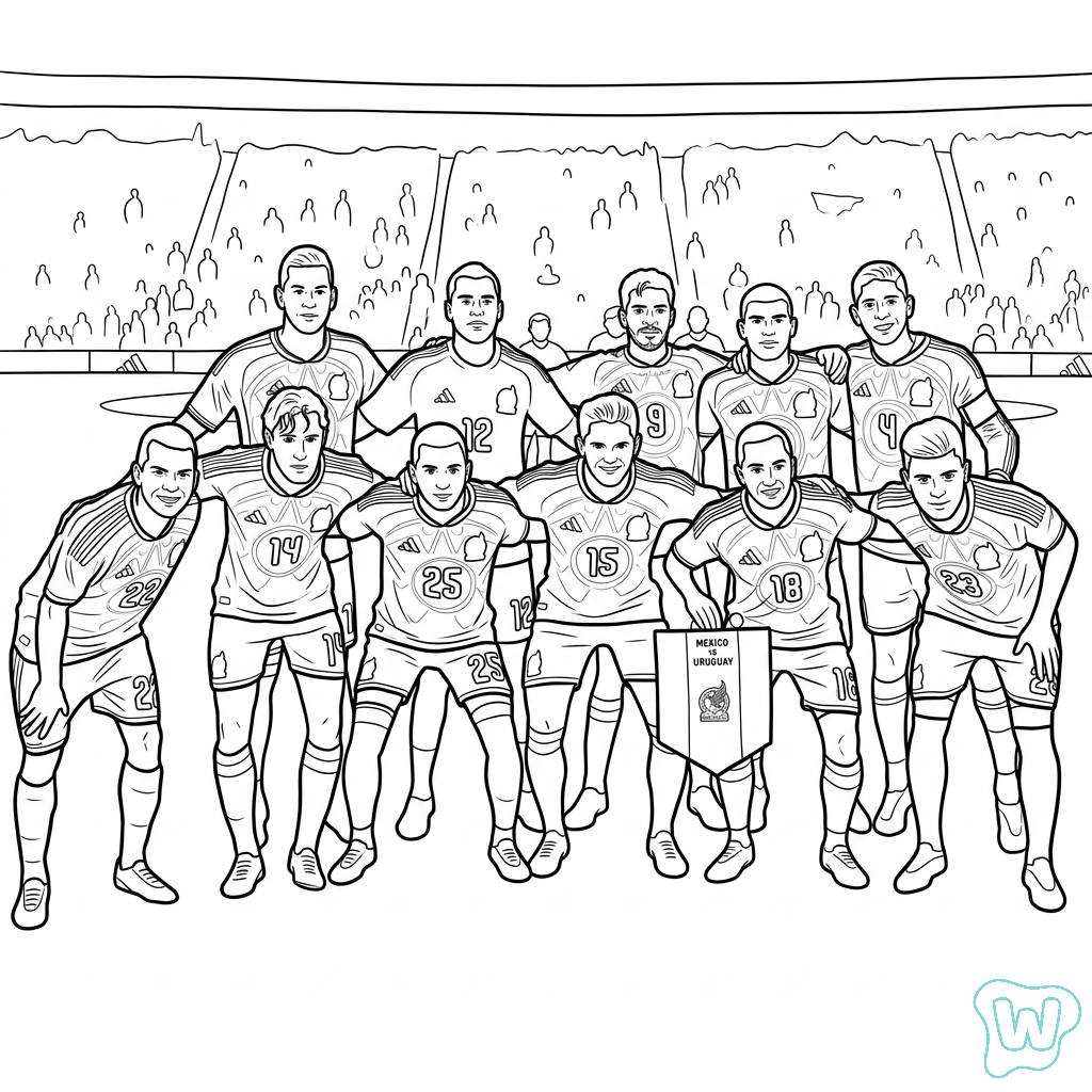 colorear páginas de Selección de México Mundial 2026