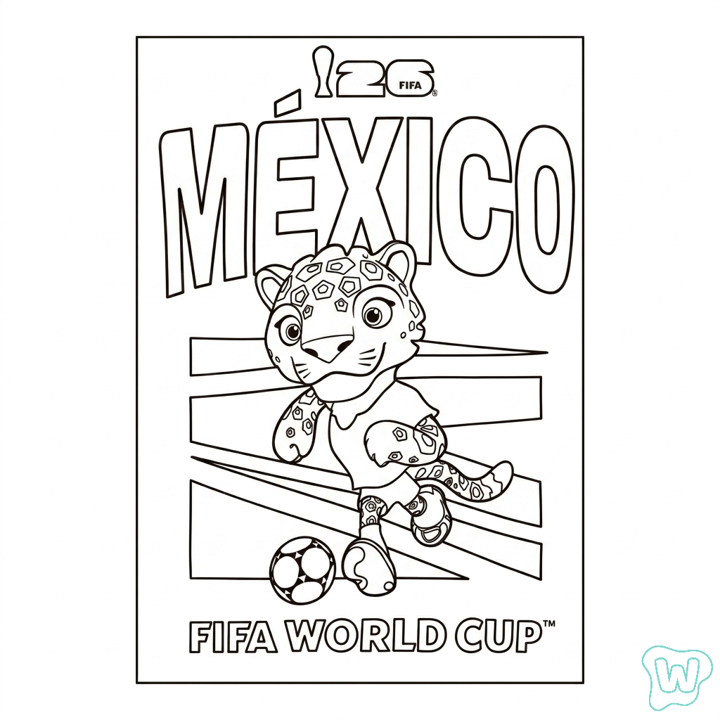 páginas para colorear de árboles Selección de México Mundial 2026 gratis 1
