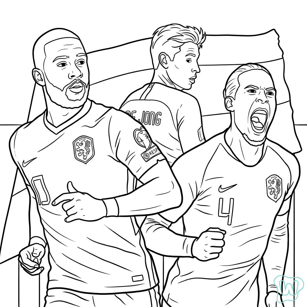 Selección de Países Bajos Mundial 2026 para Colorear páginas para colorear para imprimir gratis 1