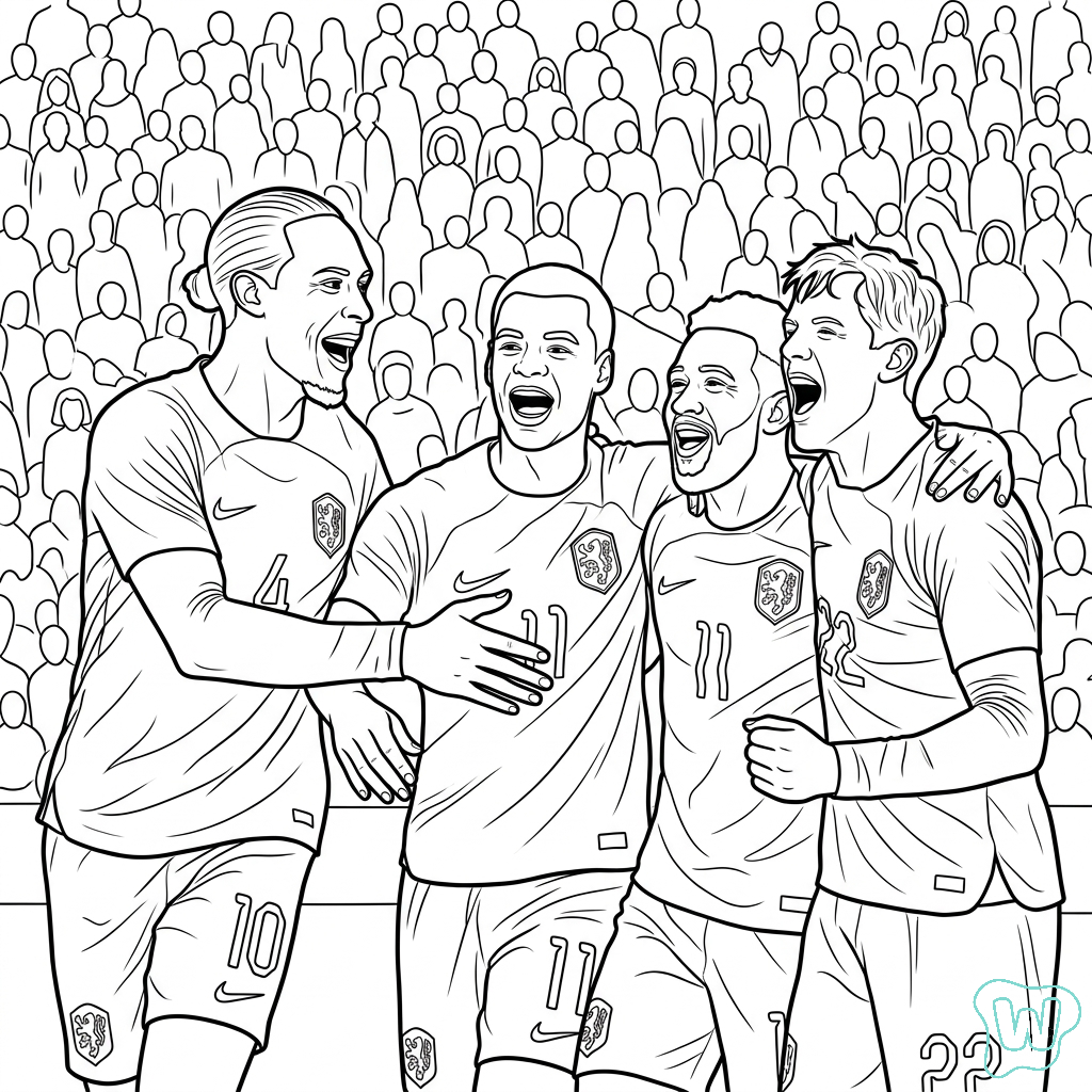 Selección de Países Bajos Mundial 2026 para Colorear páginas para colorear para adultos 1