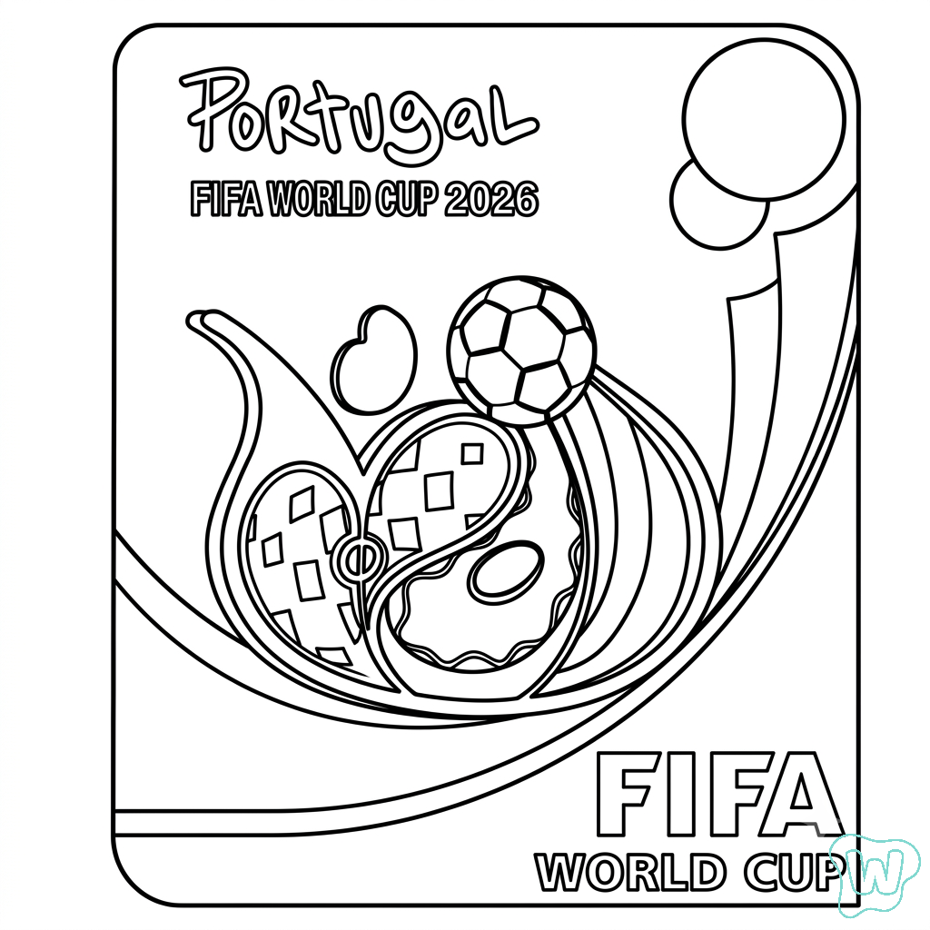 para colorear Selección de Portugal Mundial 2026 1