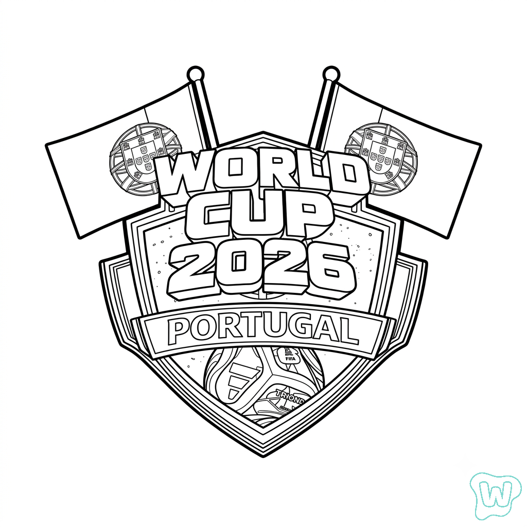 páginas para colorear Selección de Portugal Mundial 2026 imprimibles gratis
