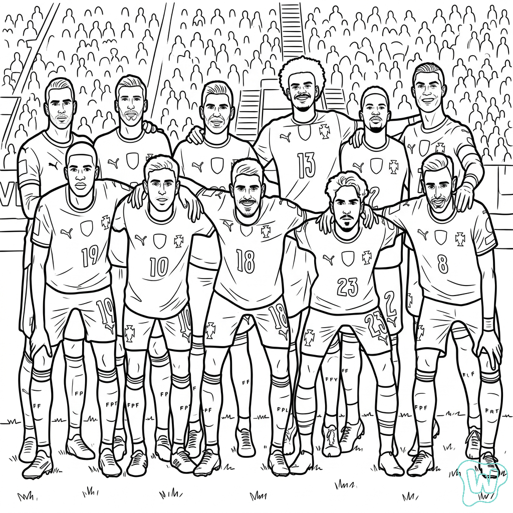 Selección de Portugal Mundial 2026 adornos para colorear