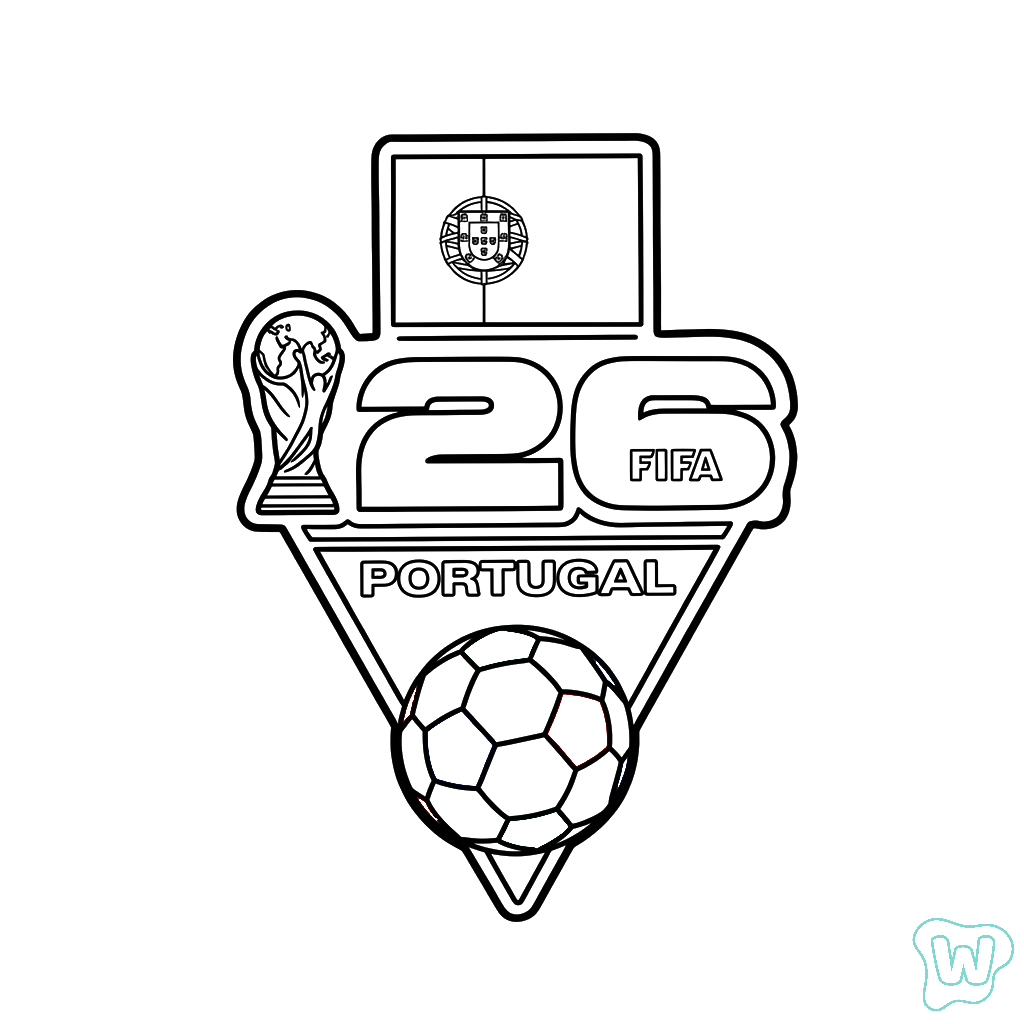 Selección de Portugal Mundial 2026 páginas para colorear para adultos fáciles
