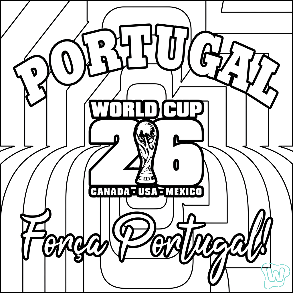 para colorear Selección de Portugal Mundial 2026