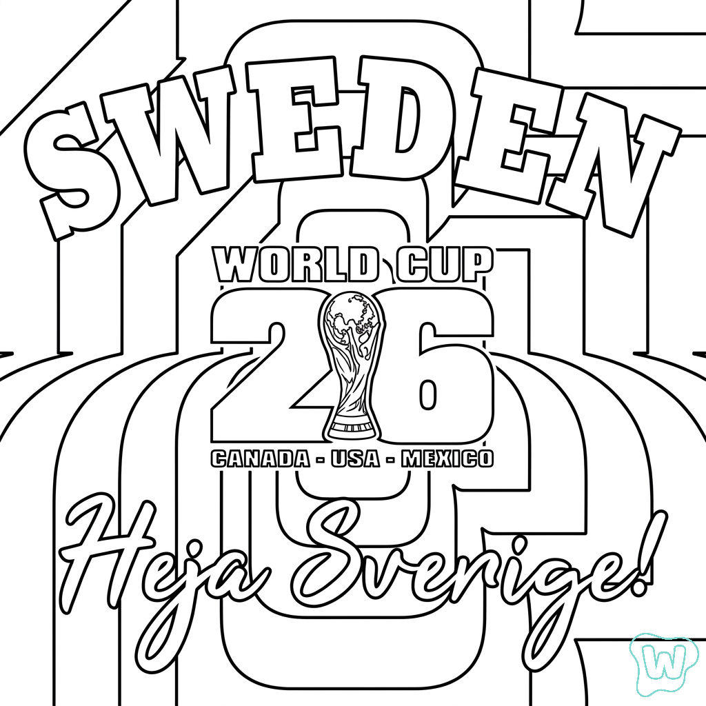 colorear y Imprimir PDF Selección de Suecia Mundial 2026