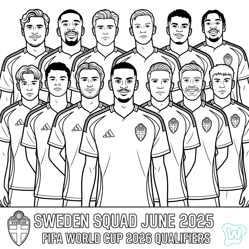 Selección de Suecia Mundial 2026 páginas para colorear gratis
