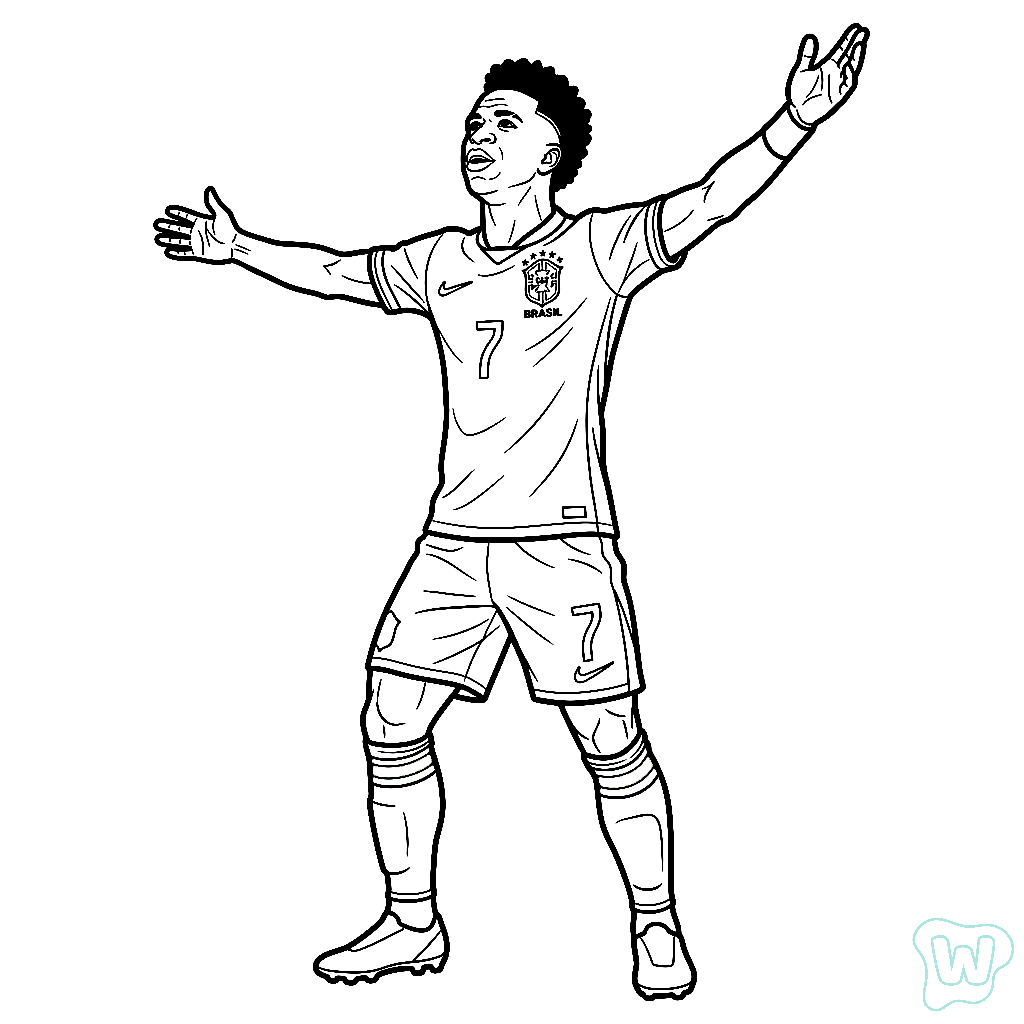Vinícius Júnior Mundial 2026 dibujos para colorear y Imprimir PDF gratis