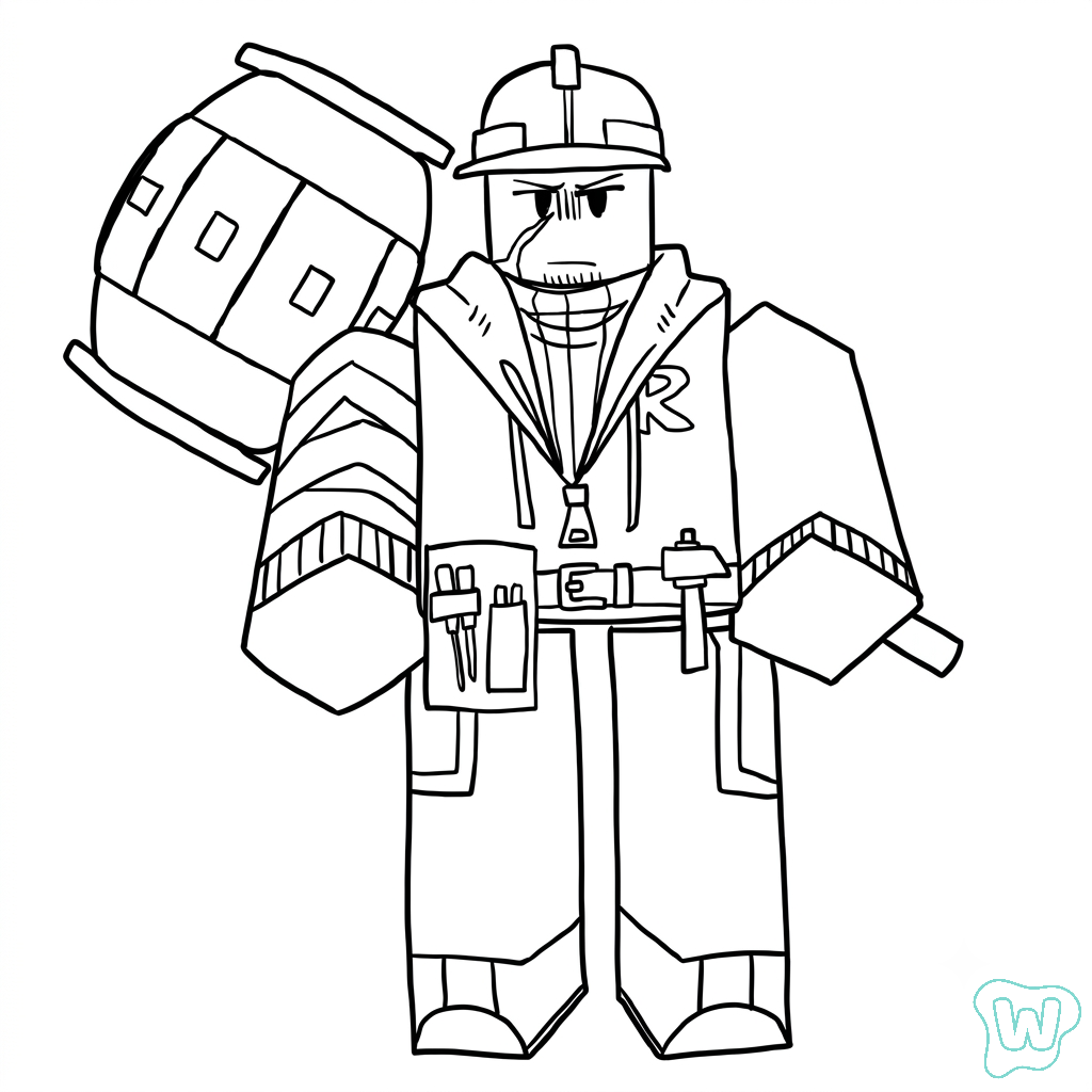 páginas para colorear imprimibles Builderman Roblox 1