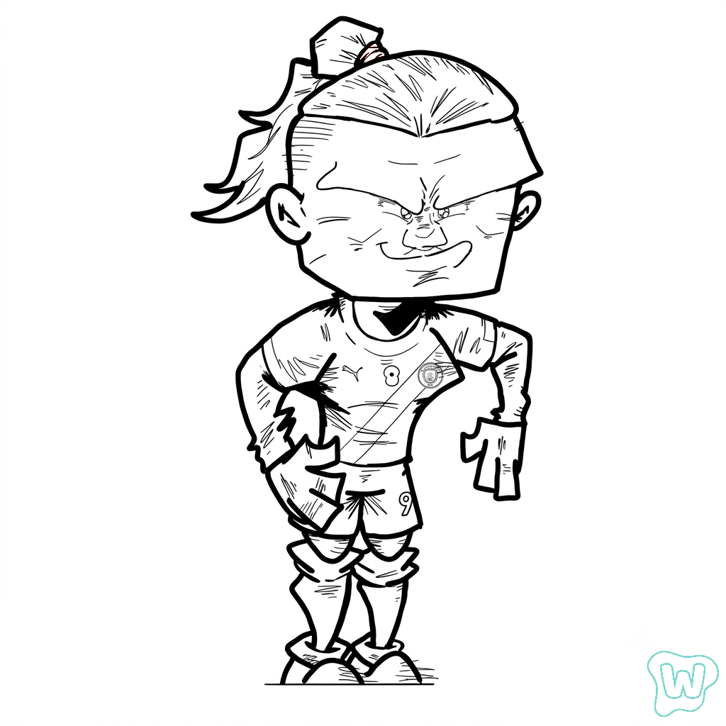 Erling Haaland Chibi páginas para colorear fáciles