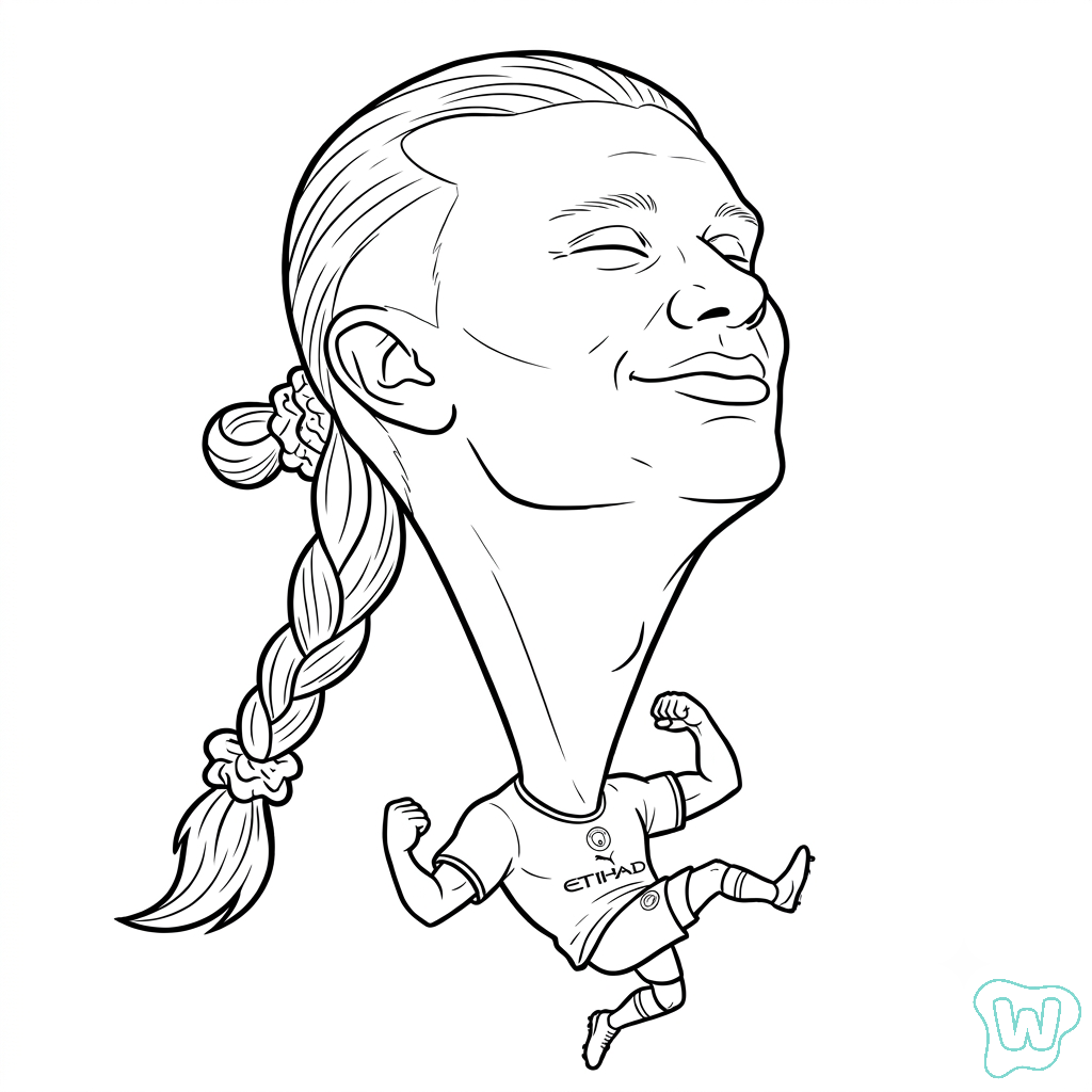 páginas para colorear de preescolar Erling Haaland Chibi