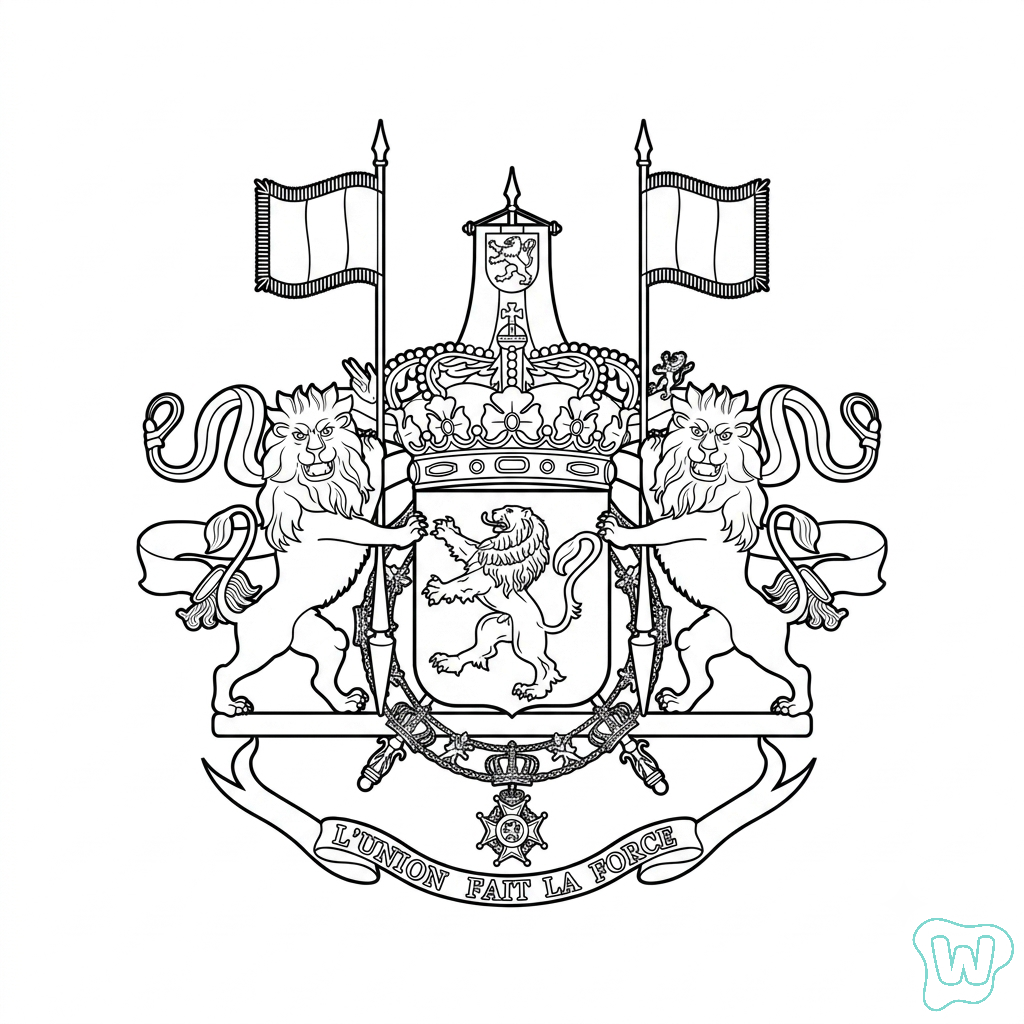 Logotipo Bélgica para colorear y Imprimir PDF
