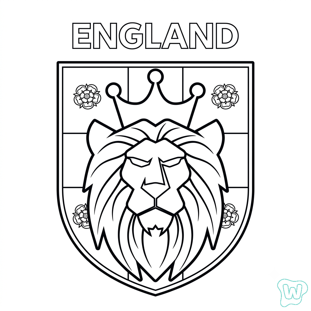 Logotipo Inglaterra páginas para colorear para adultos fáciles