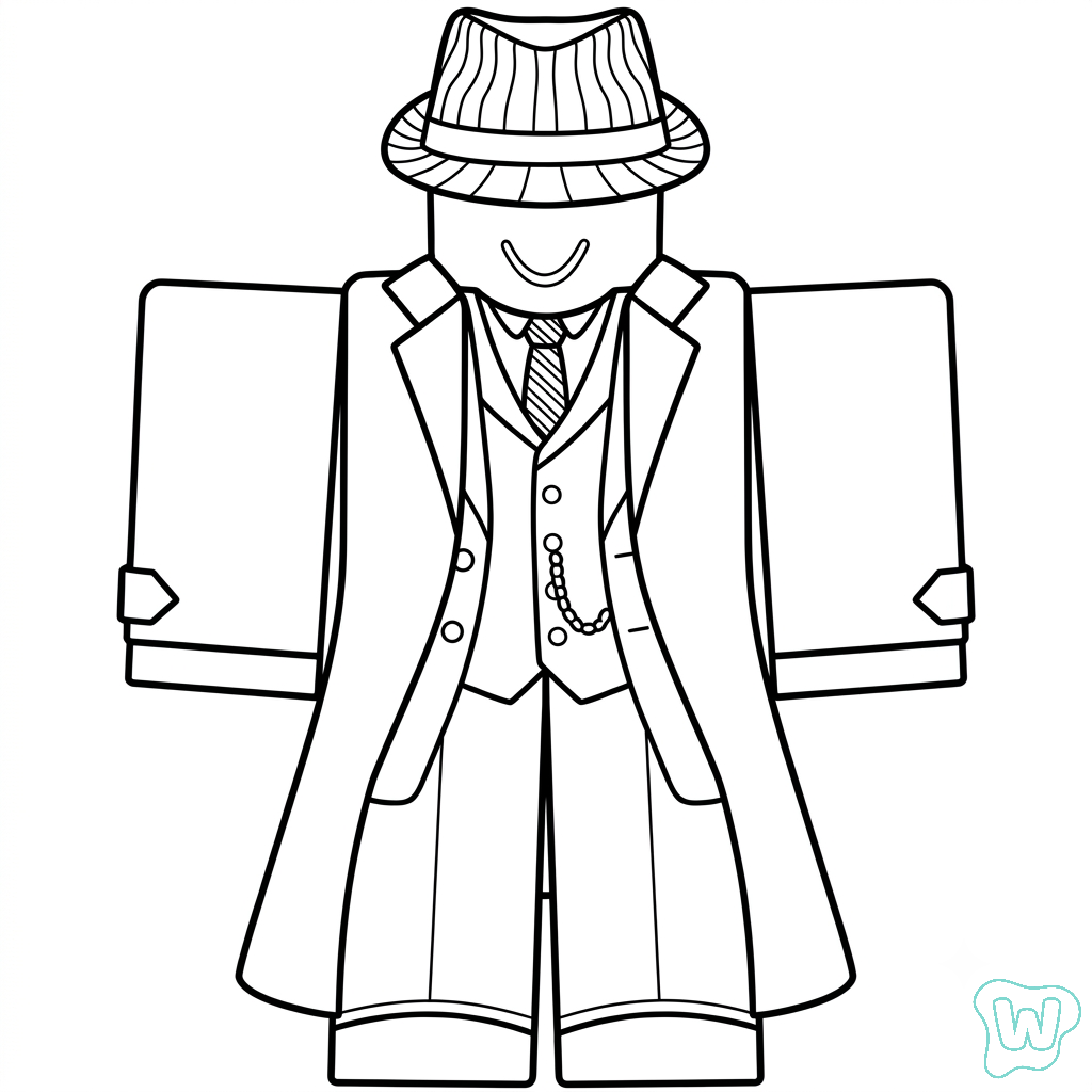 páginas para colorear lindas y fáciles de Mafioso Roblox