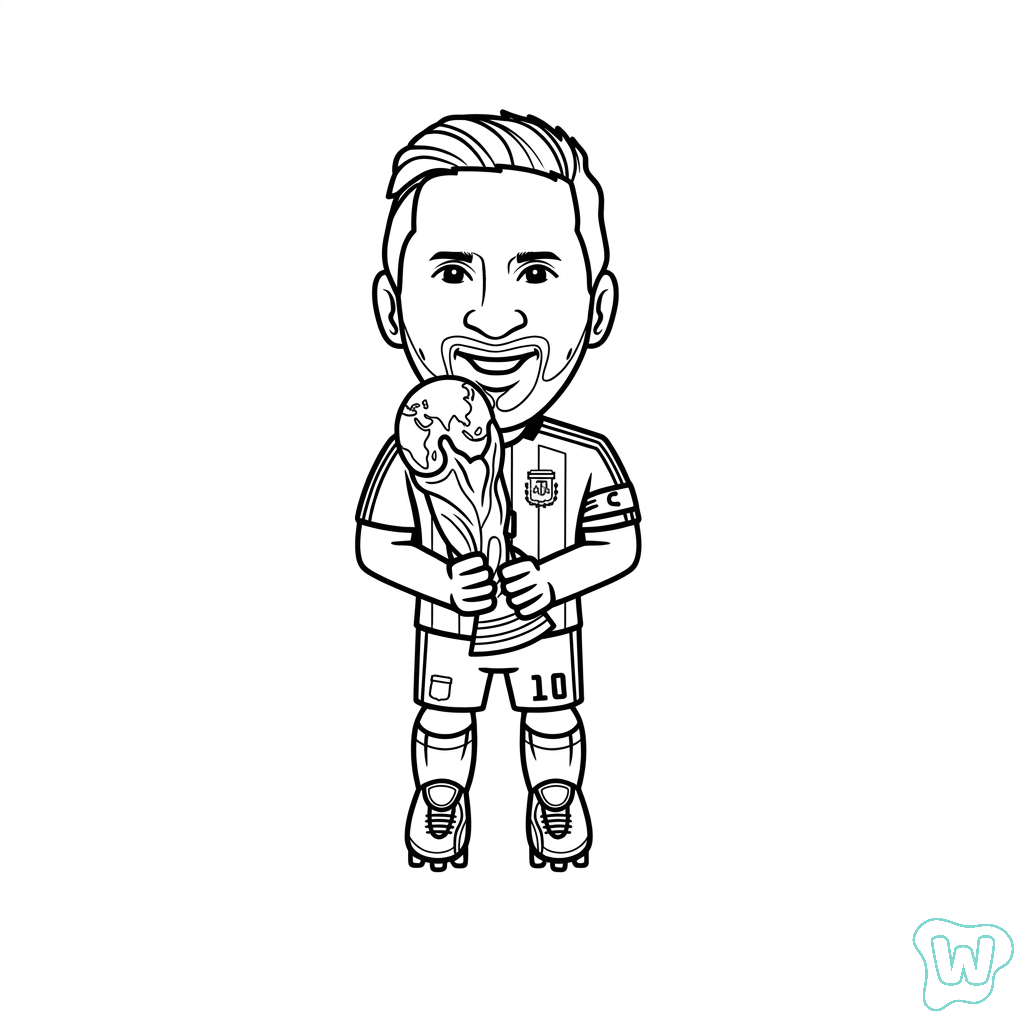 Messi Chibi para colorear y Imprimir PDF gratis