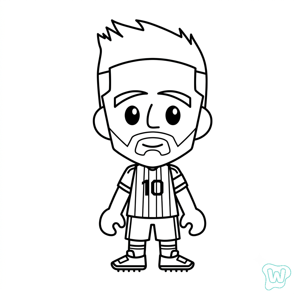 páginas para colorear para imprimir gratis Messi Chibi
