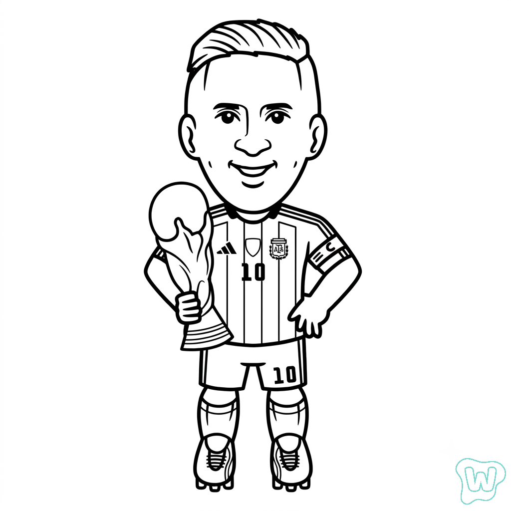 Messi Chibi para colorear y Imprimir PDF