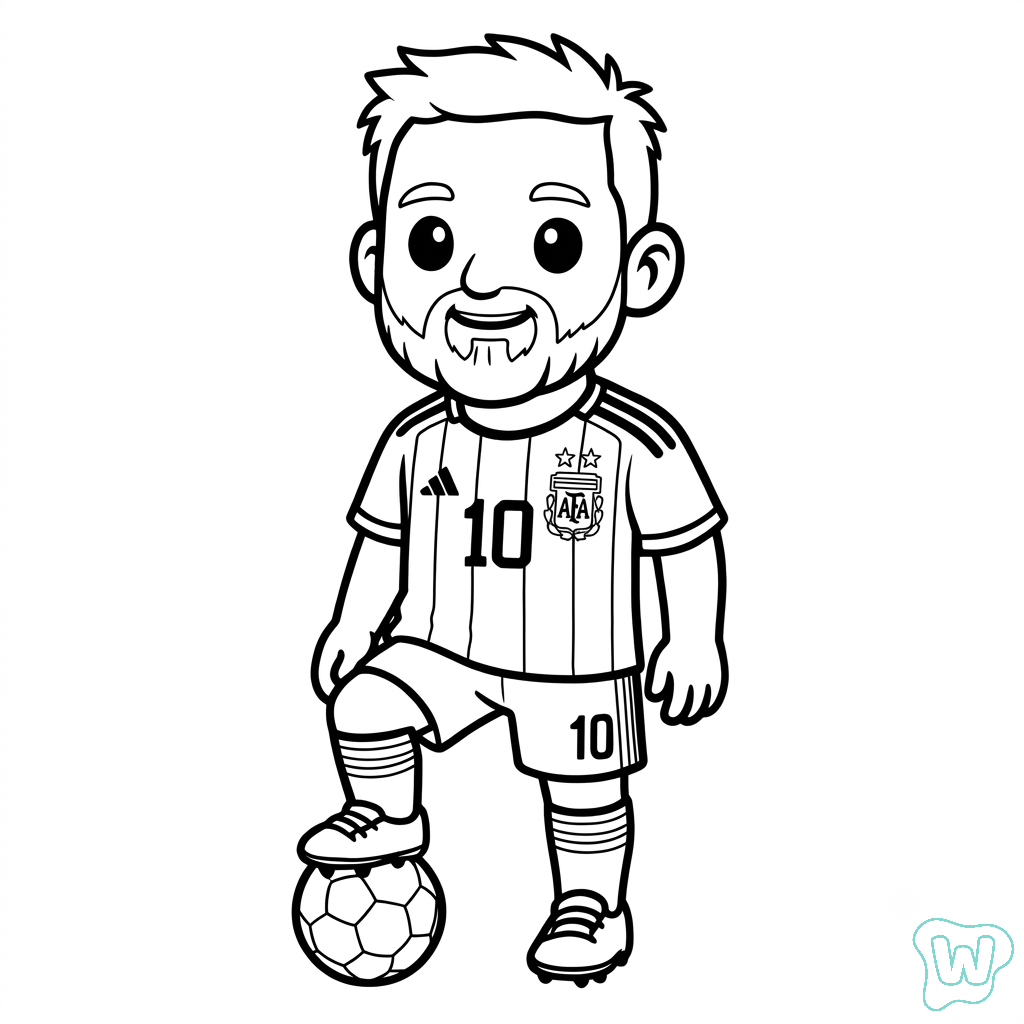 niños Messi Chibi páginas para colorear