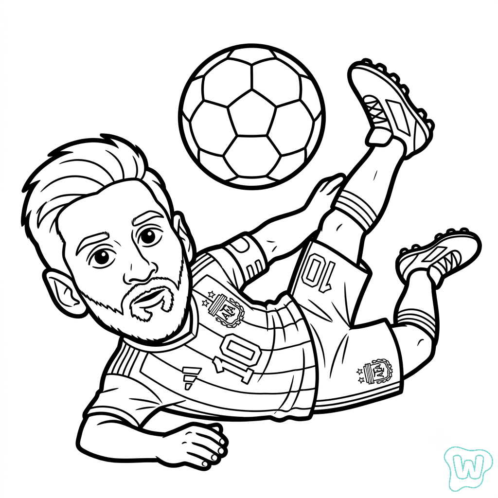 Messi Chibi adornos para colorear