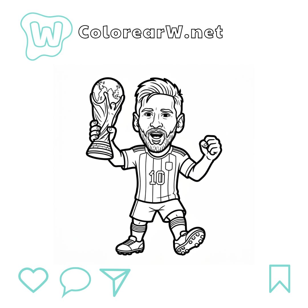 Messi Chibi para colorear (PDF para imprimir gratis) thumbnail