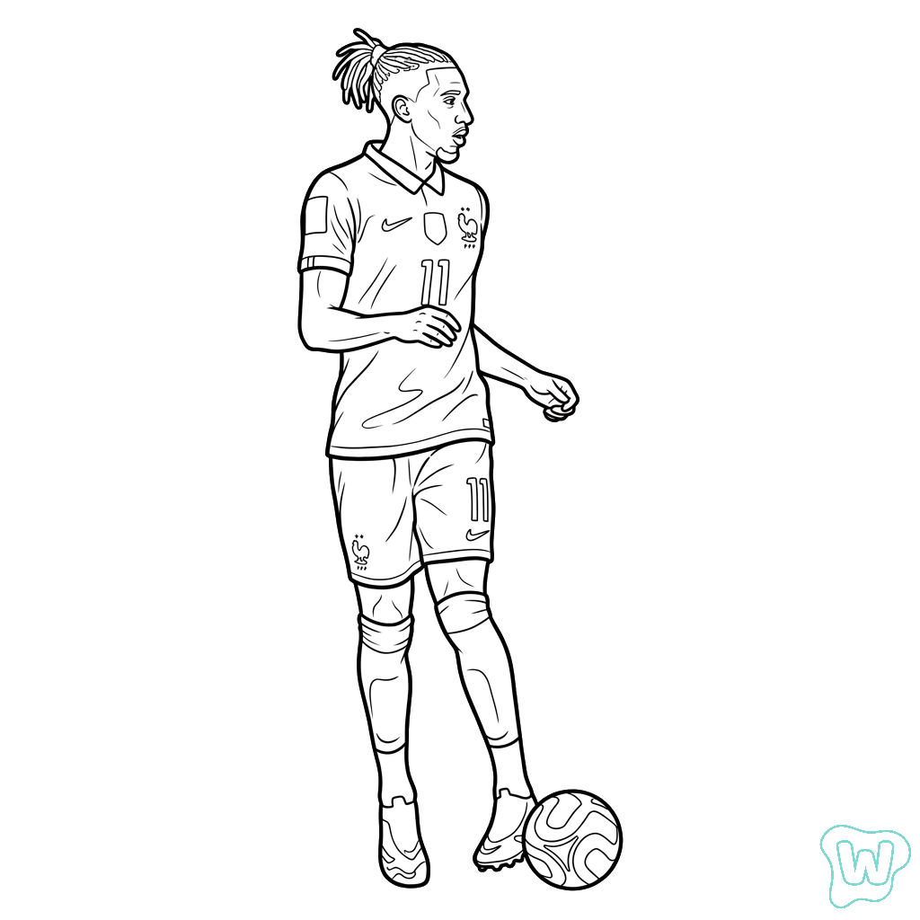 páginas para colorear de árboles Michael Olise Mundial 2026 gratis 1