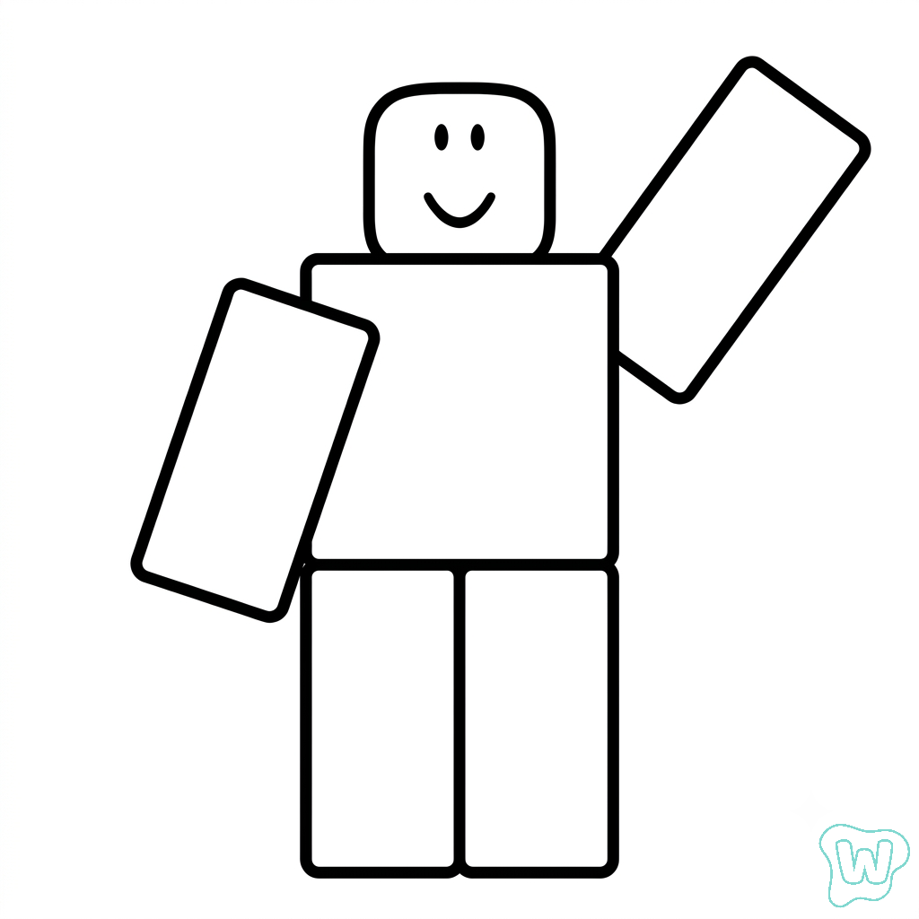 páginas para colorear lindas y fáciles de Noob Roblox