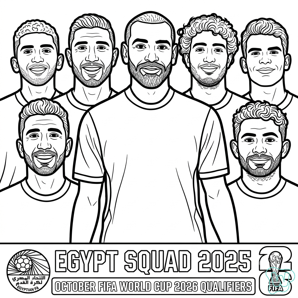 páginas para colorear kawaii lindas Selección de Egipto Mundial 2026