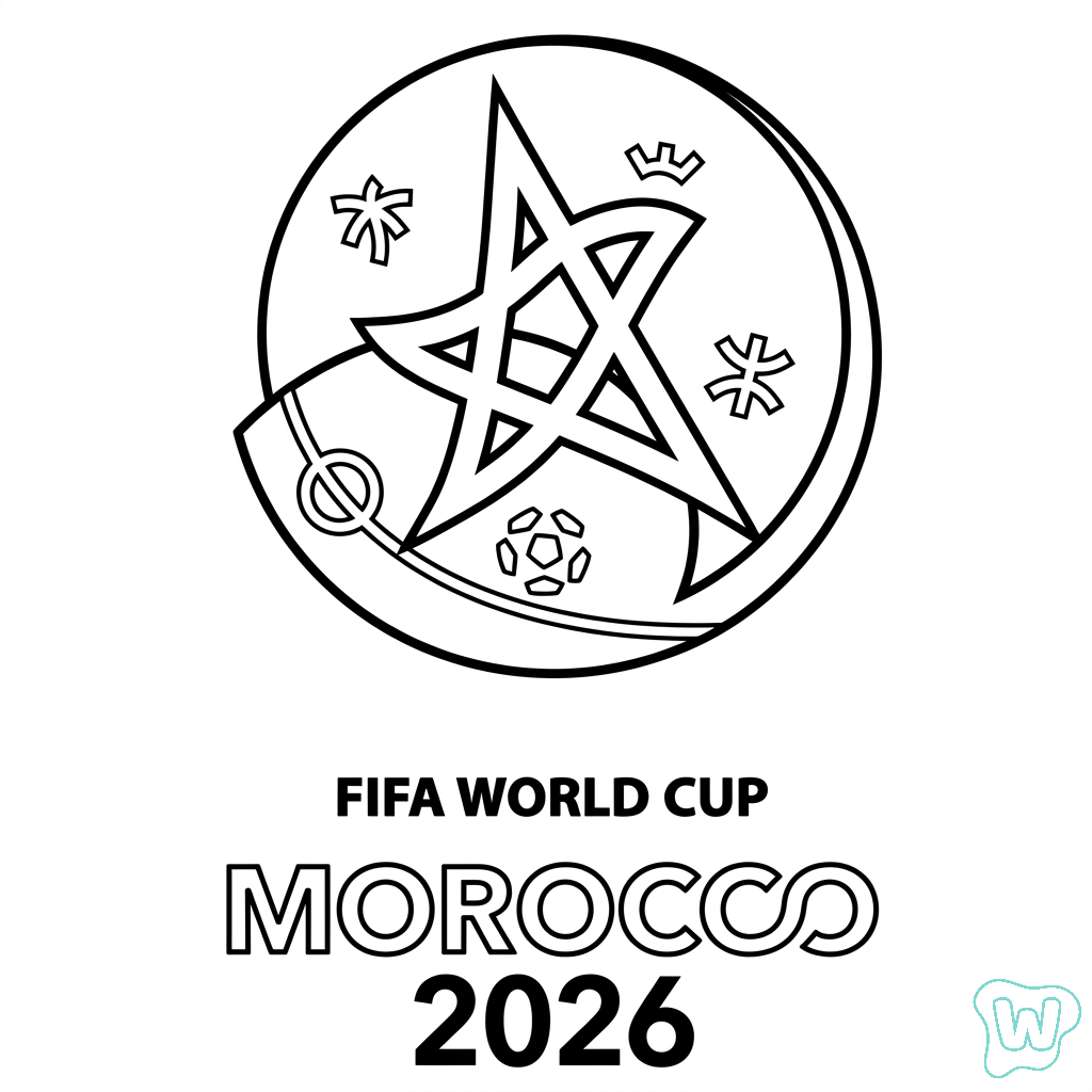 páginas para colorear de preescolar Selección de Marruecos Mundial 2026
