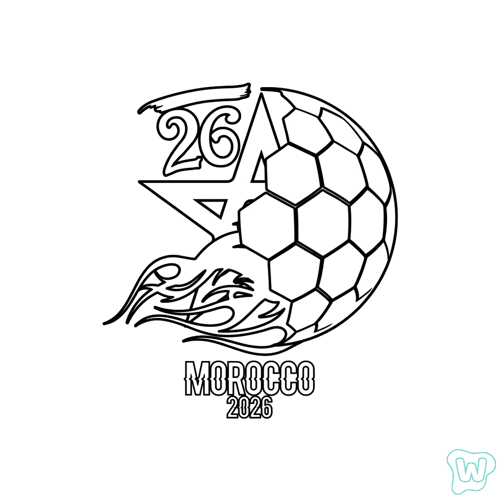 Selección de Marruecos Mundial 2026 páginas para colorear para imprimir